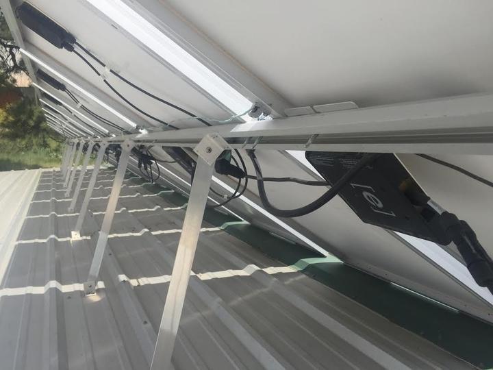 solar power array on a metal roof