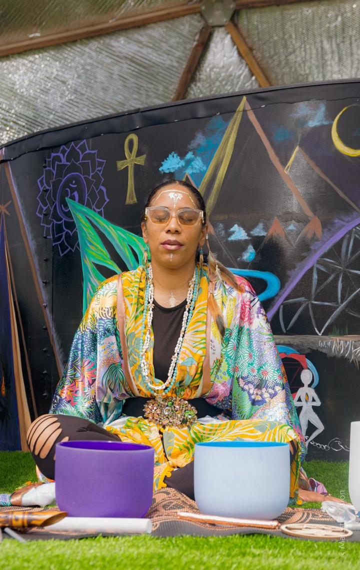 Meditation inside the Prolific Oxygen Growing Dome Therapy Greenhouse