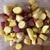 Fingerling potatoes shopped into 1" pieces