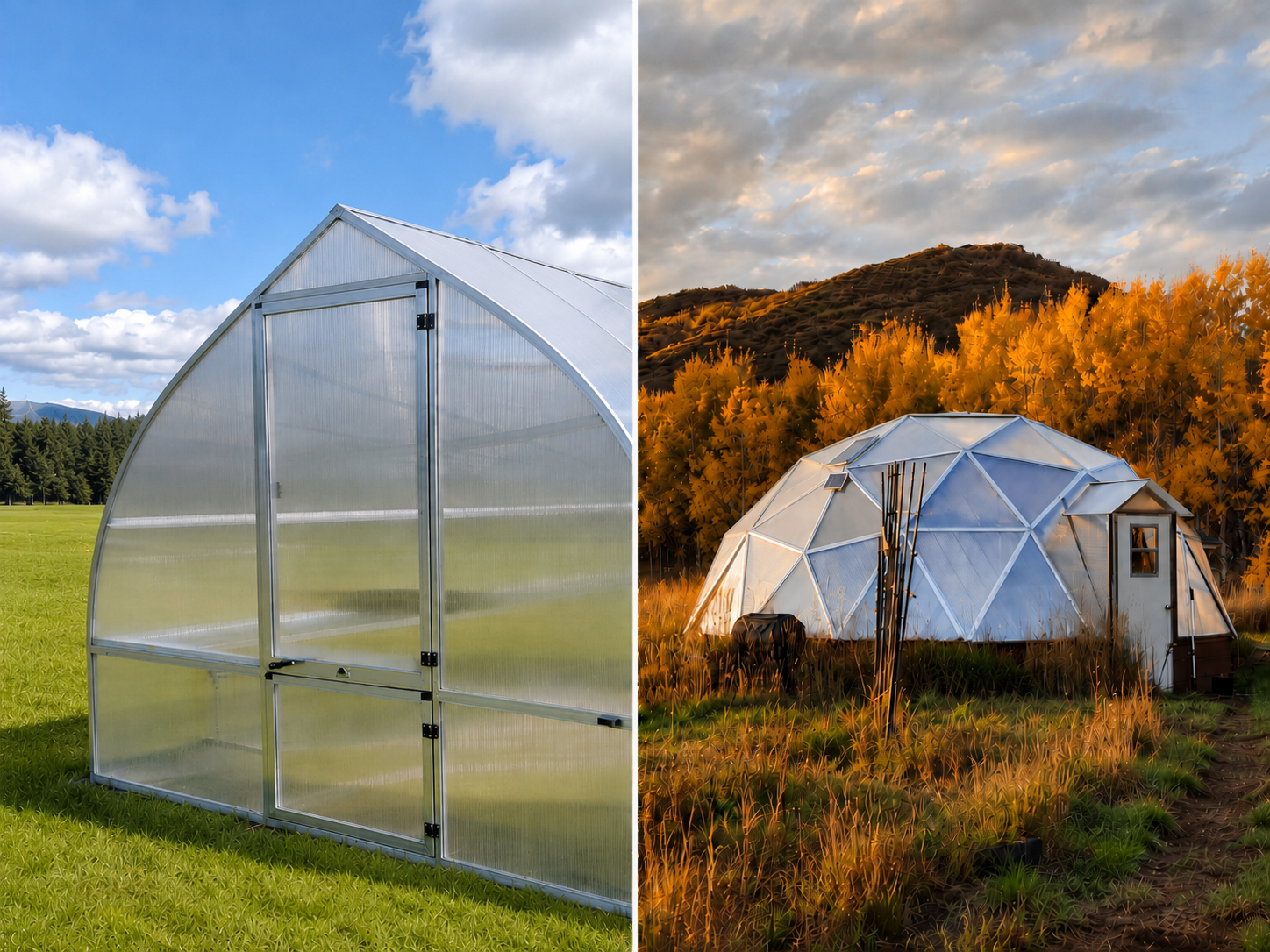 bell shaped greenhouse vs growing dome side by side