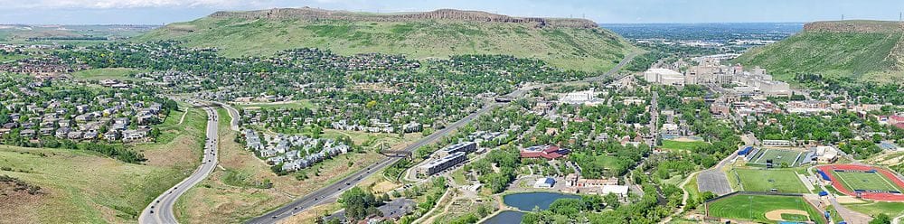 arial view of Golden Colorado