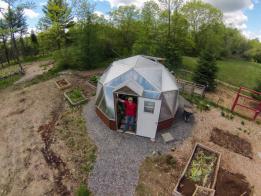 Overhead shot of a sustainable greenhouse in Maine
