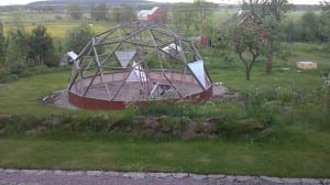 26' Growing Dome during construction with the lover vents installed