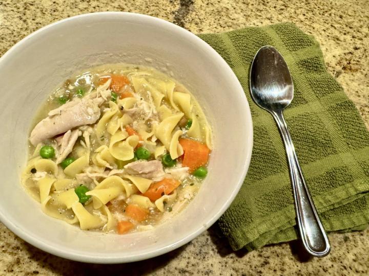 Completed Leftover Turkey Soup - sub chicken with extra noodles