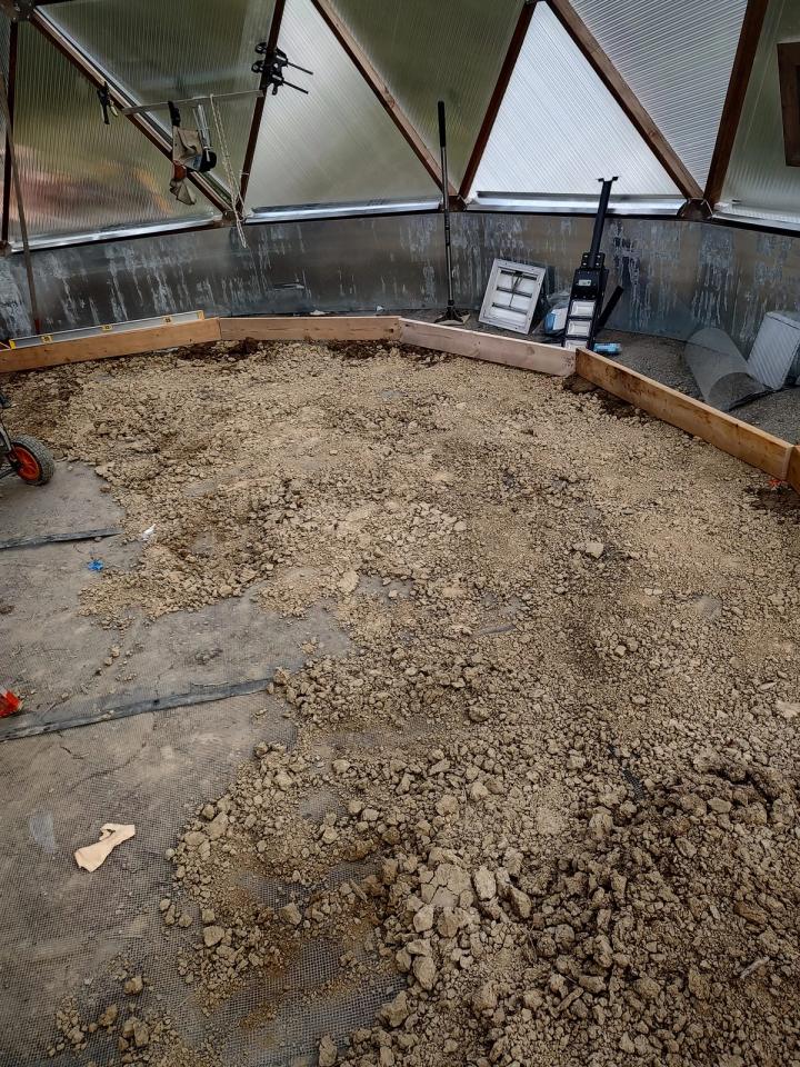 hardware cloth under greenhouse foundation to protect against burrowing rodents
