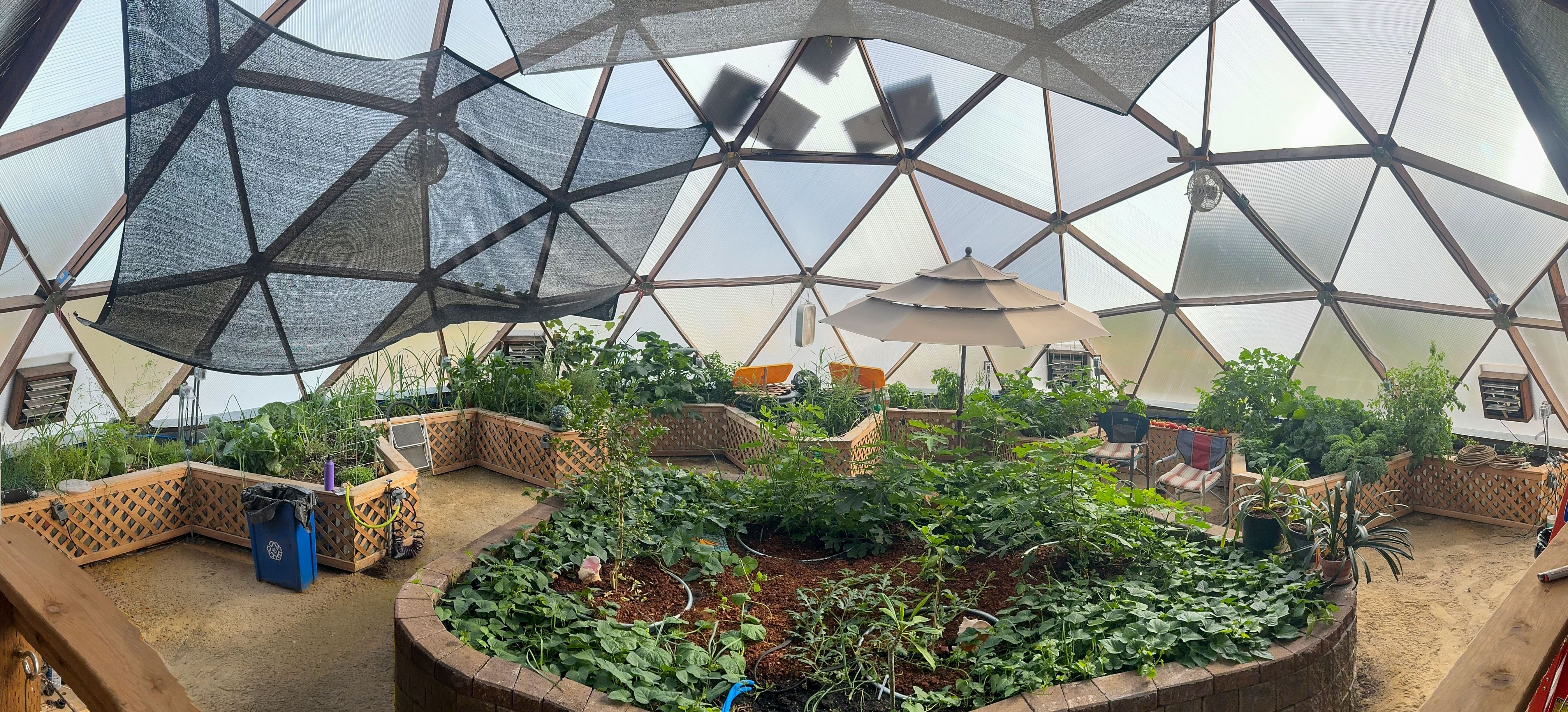 interior of a 42-foot dome greenhouse