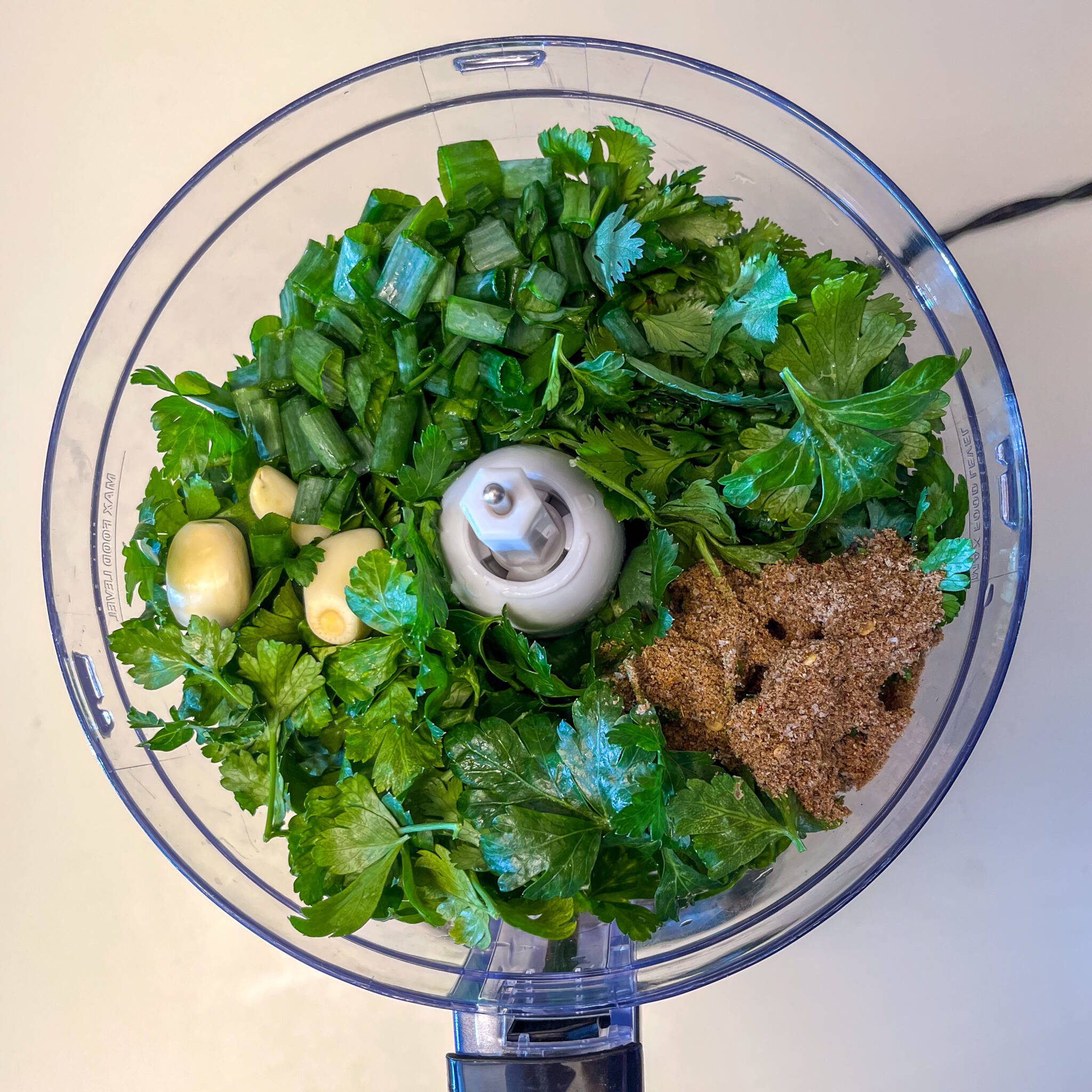 falafel ingredients in a food processor