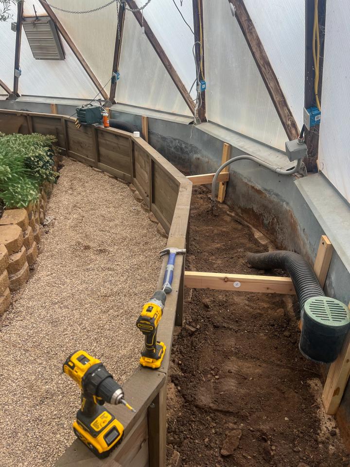 Backyard Boxes cedar raised garden beds after installation but before filling with soil