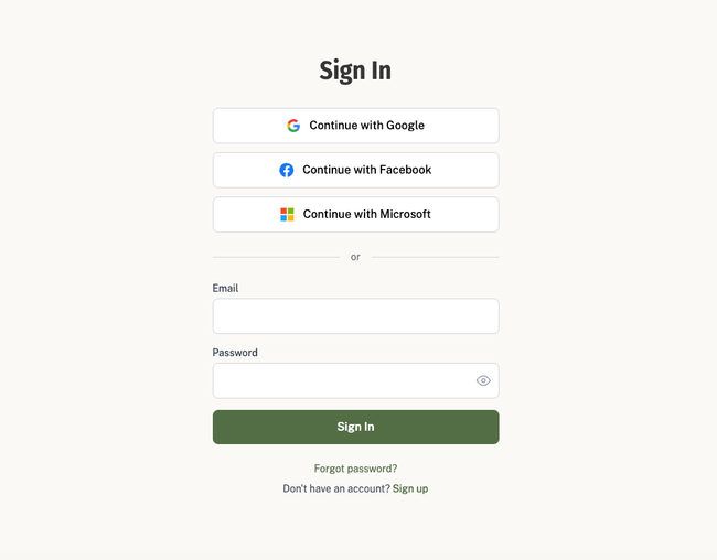 Sign In Screen for Growing Spaces Installation Instructions