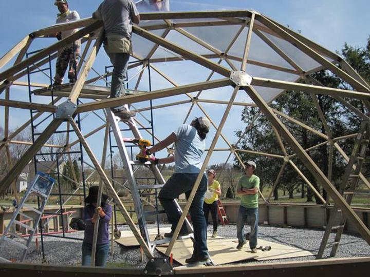 Volunteers Building A 33' Growing Dome