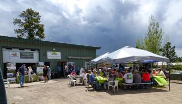 Customers having lunch at a company event