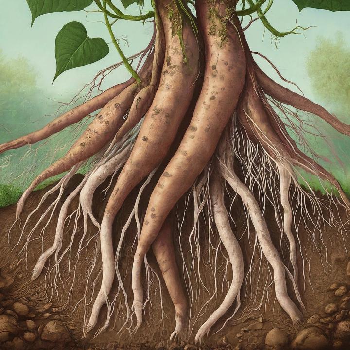 Growing sweet potato Gemini AI generated illustration