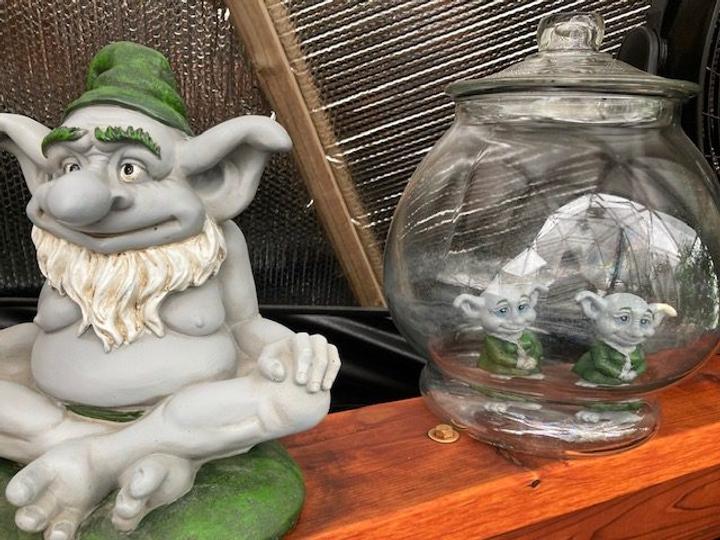 garden gnome and mini garden gnomes in a colorado greenhouse