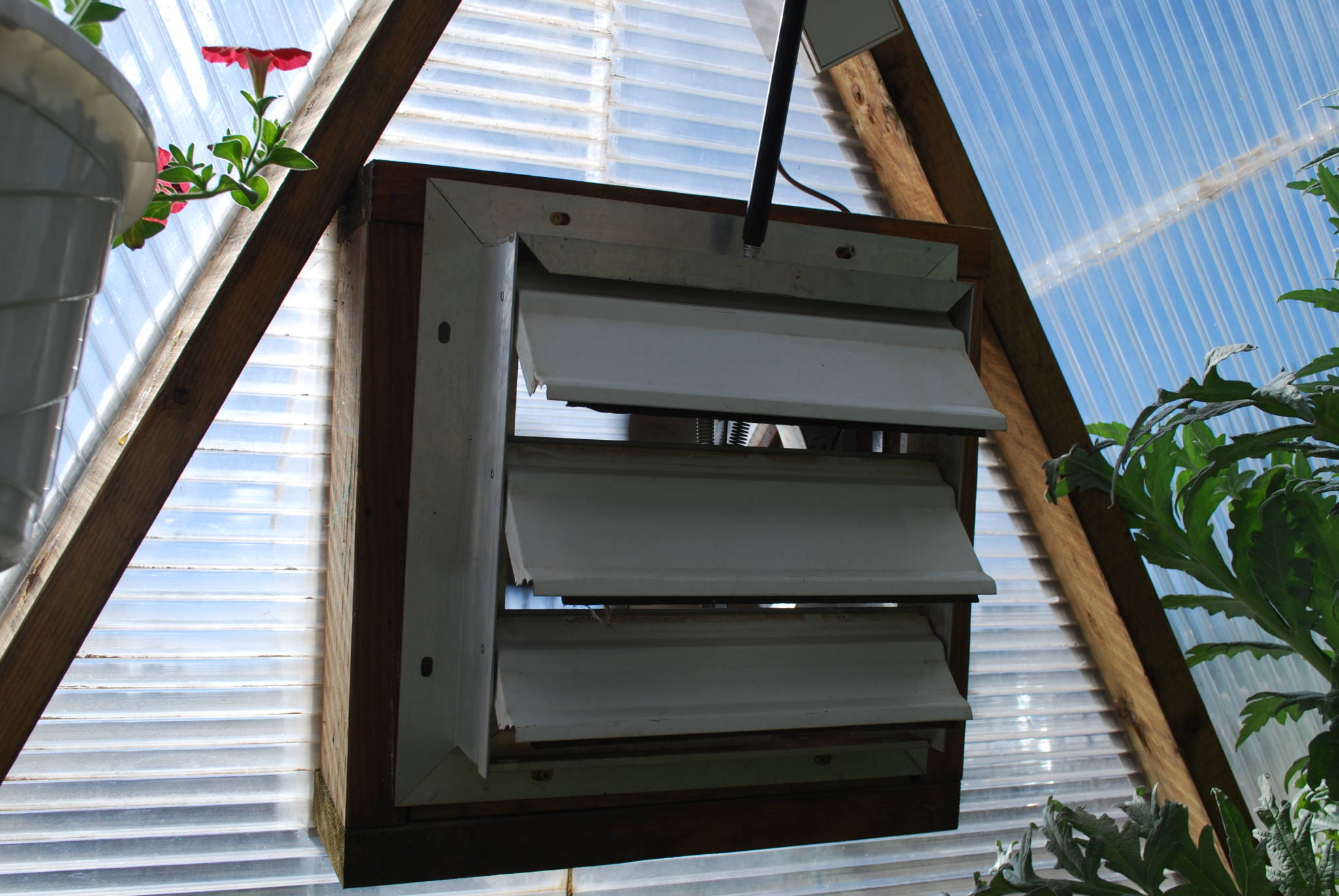 Growing Dome greenhouse intake fan with shutter