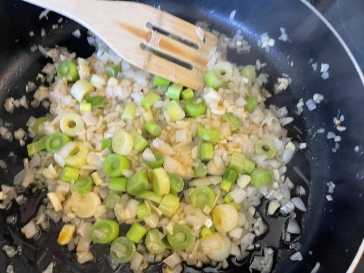 Chop and Saute veggies to kitchen sink soup