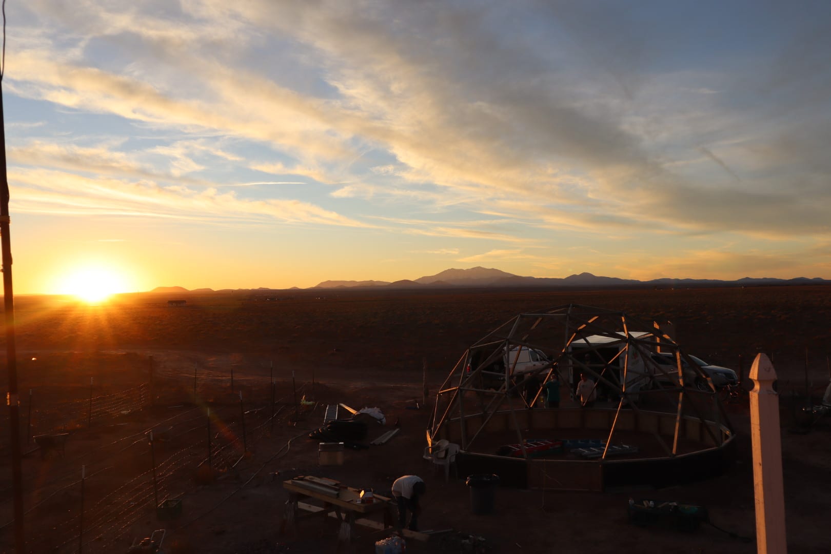growing dome dome frame during sunset