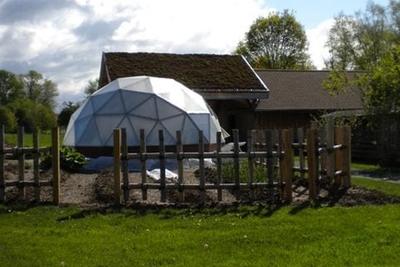 Growing Dome greenhouse in Pennsylvania yard