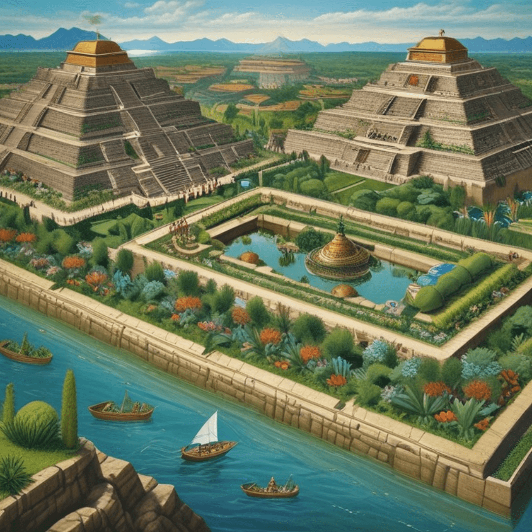 AI Generated image of the ancient Aztec city of Tenochtitlan
