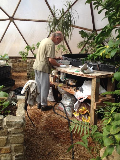 Richard starting seeds in the dome