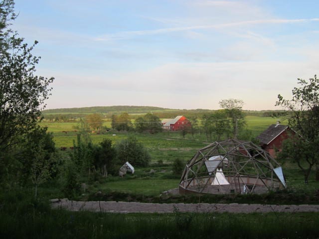Growing Dome during construction in Swedish countryside