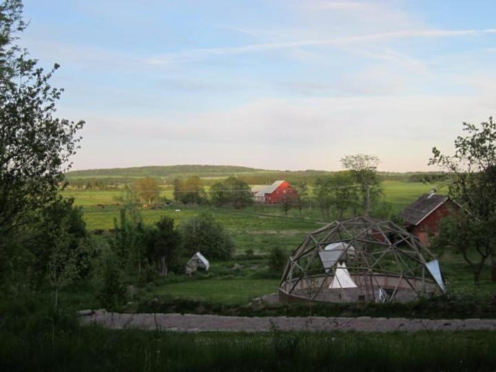 Growing Dome during construction in Swedish countryside