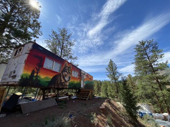 Wolf mural on a trailer