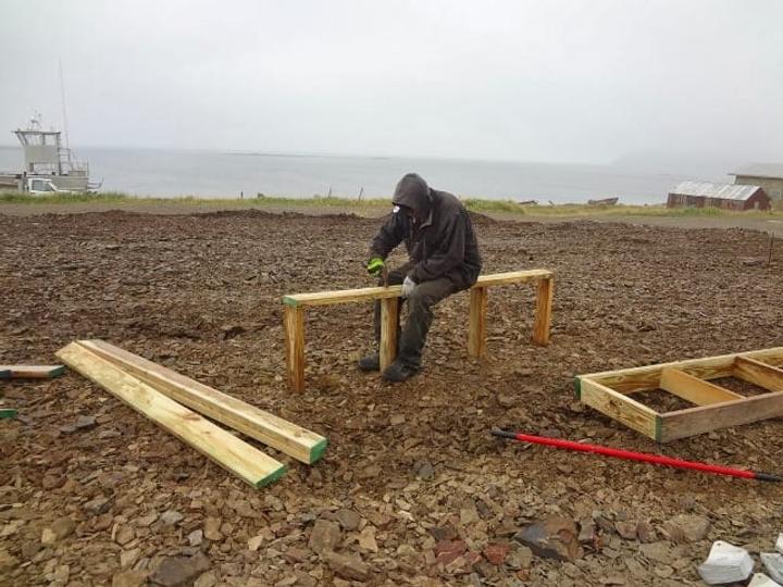 greenhouse foundation wall under construction