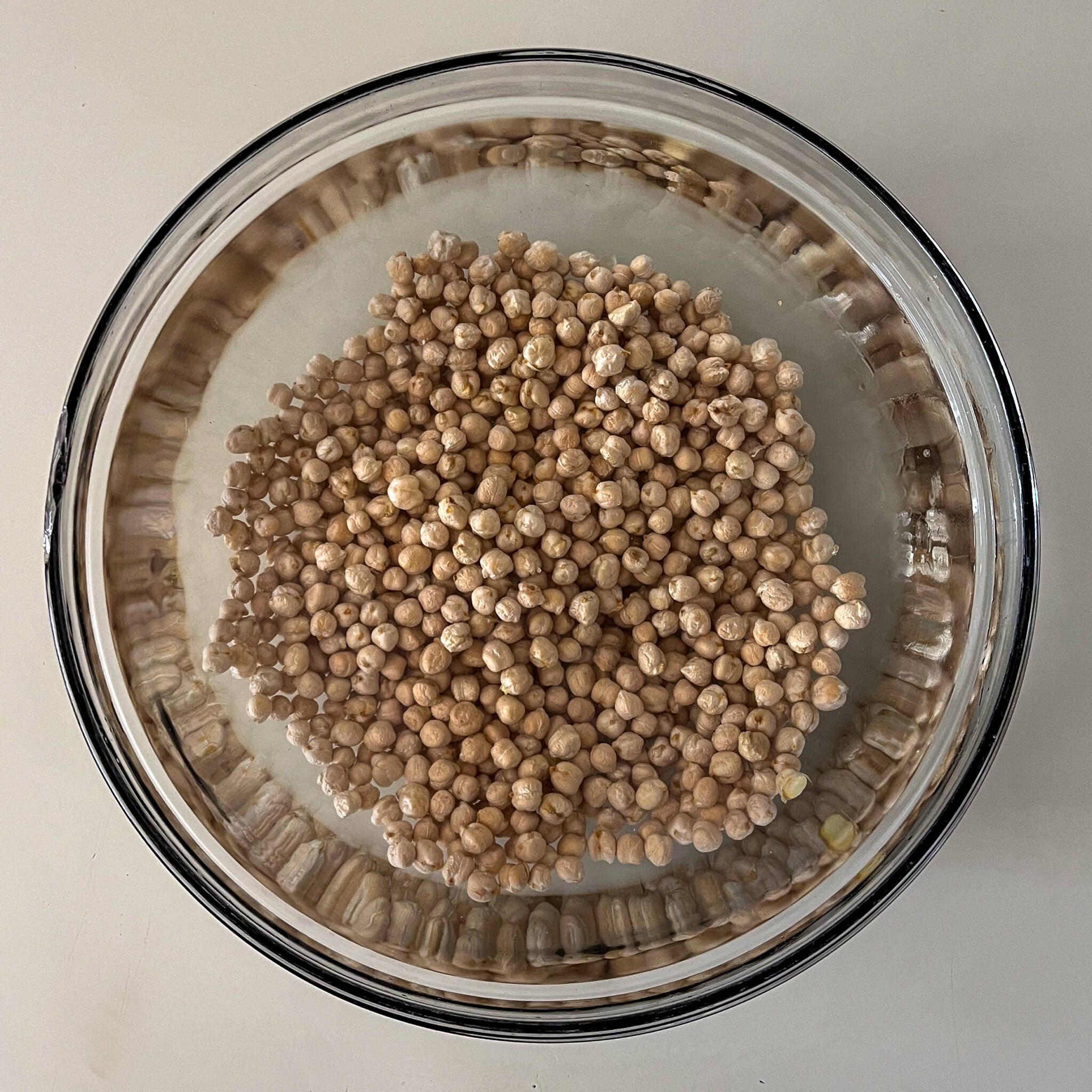 Chickpeas soaking in water