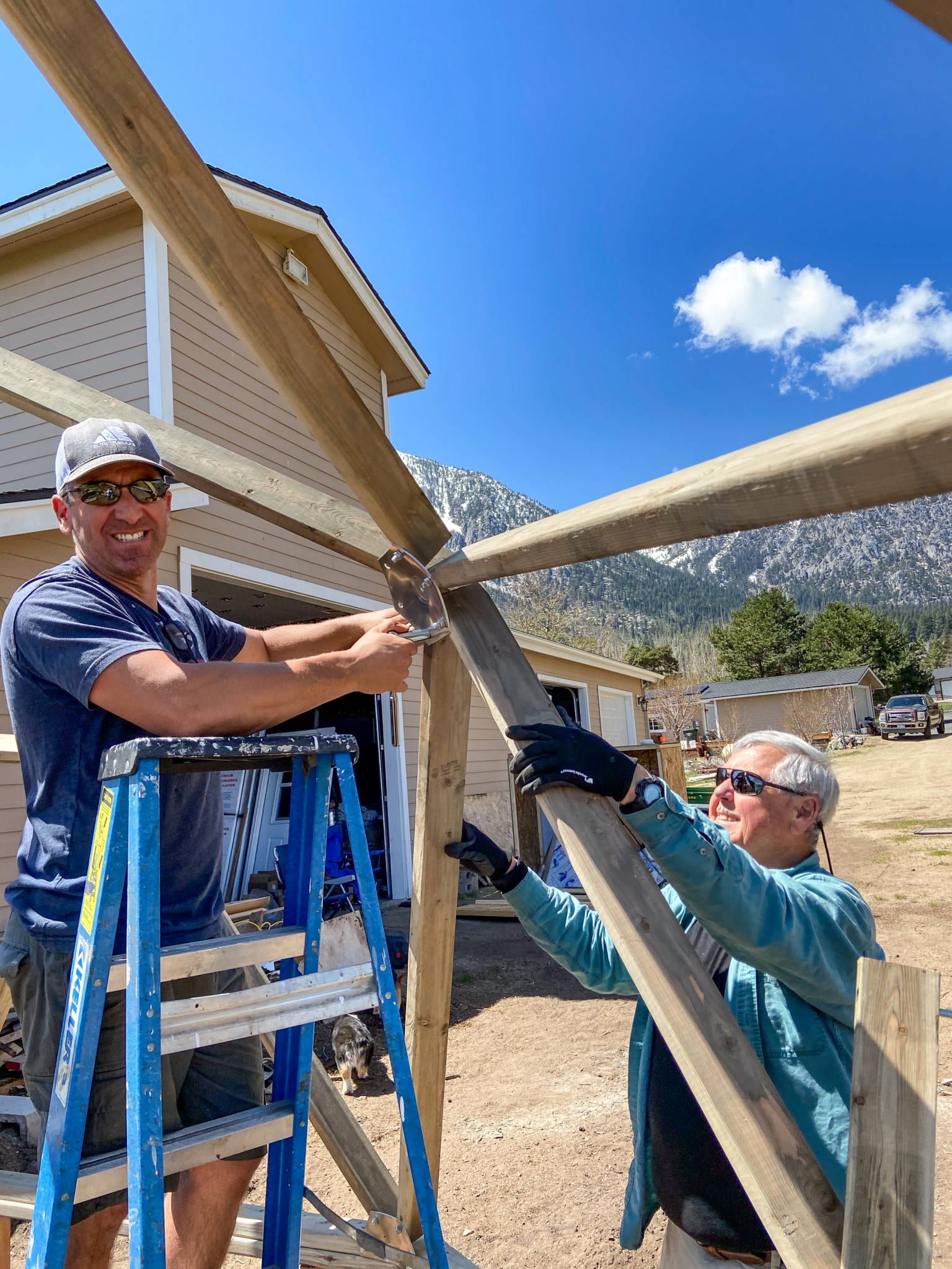 Dome owner assembling a Growing Dome greenhouse frame