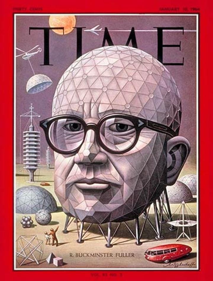 Buckminster Fuller Time Magazine Cover featuring geodesic domes