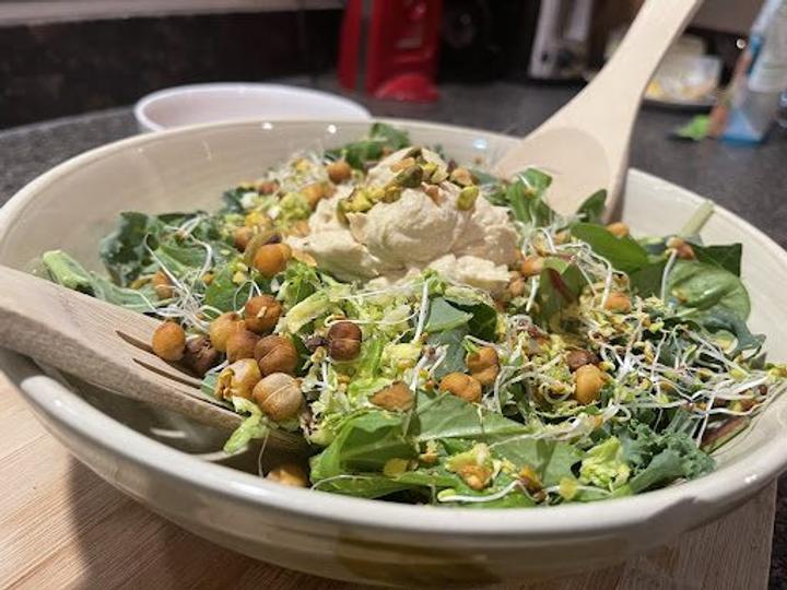 Pistachio and Chickpea Caesar Salad