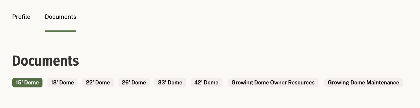 Growing Spaces Account Navigation Menu