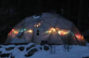 Christmas lights in a 33' Growing Dome