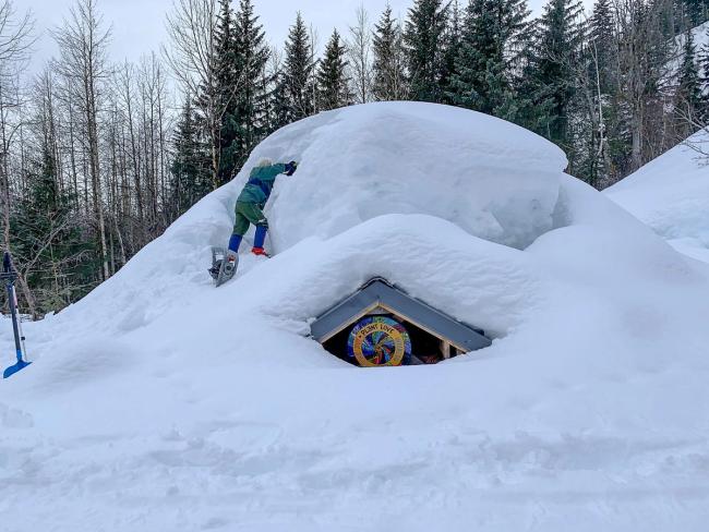 Growing dome under deep snow