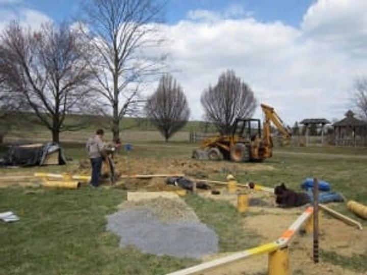 Preparing to construct a Growing Dome greenhouse on concrete piers