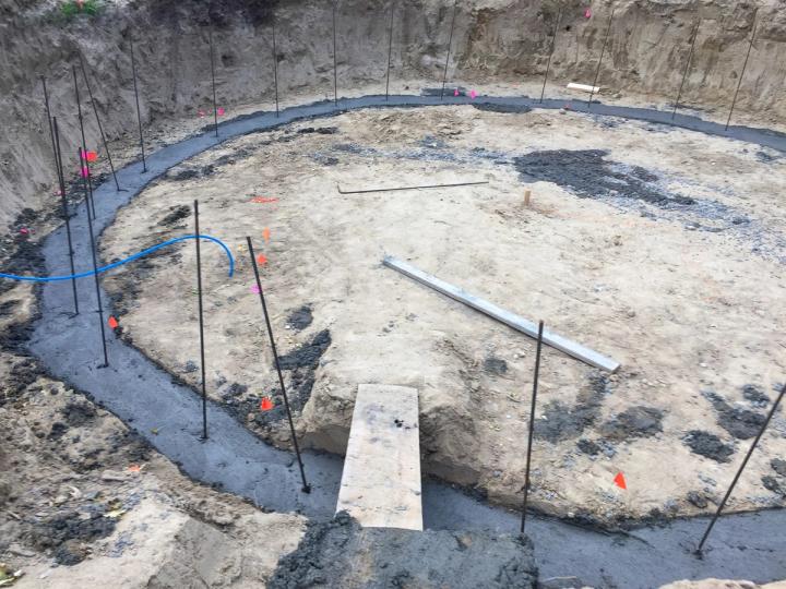dome site prep with newly poured concrete