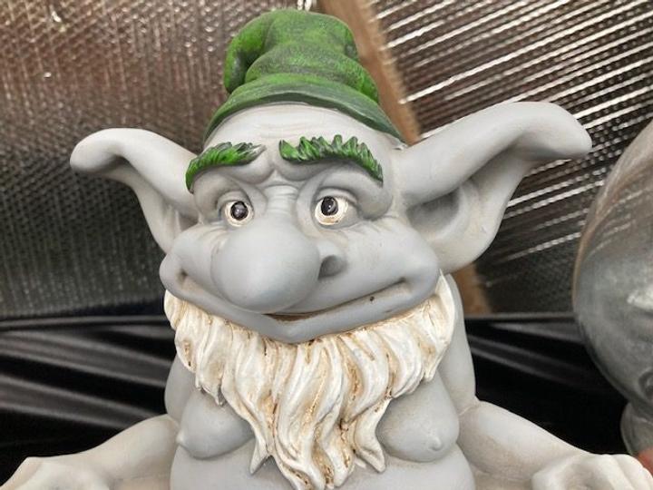 garden gnome in a greenhouse in colorado