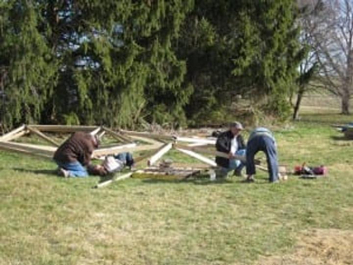 Assembling struts for a 33' Growing Dome greenhouse