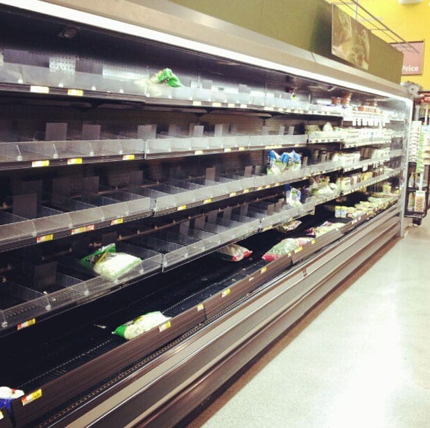 empty grocery store shelves