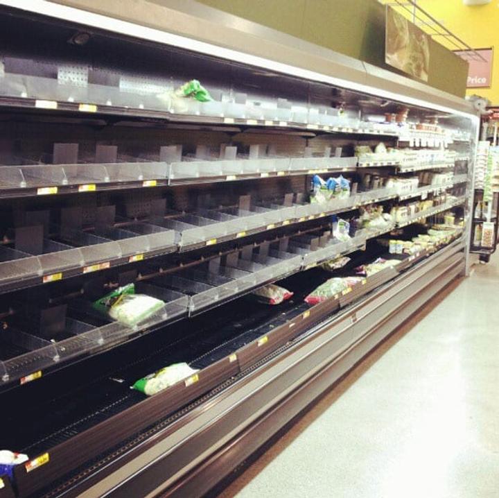 empty grocery store shelves