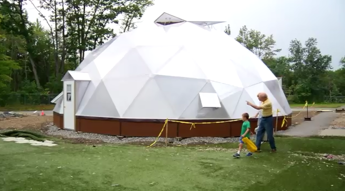 Large Growing Dome greenhouse at Jay Middle School Maine