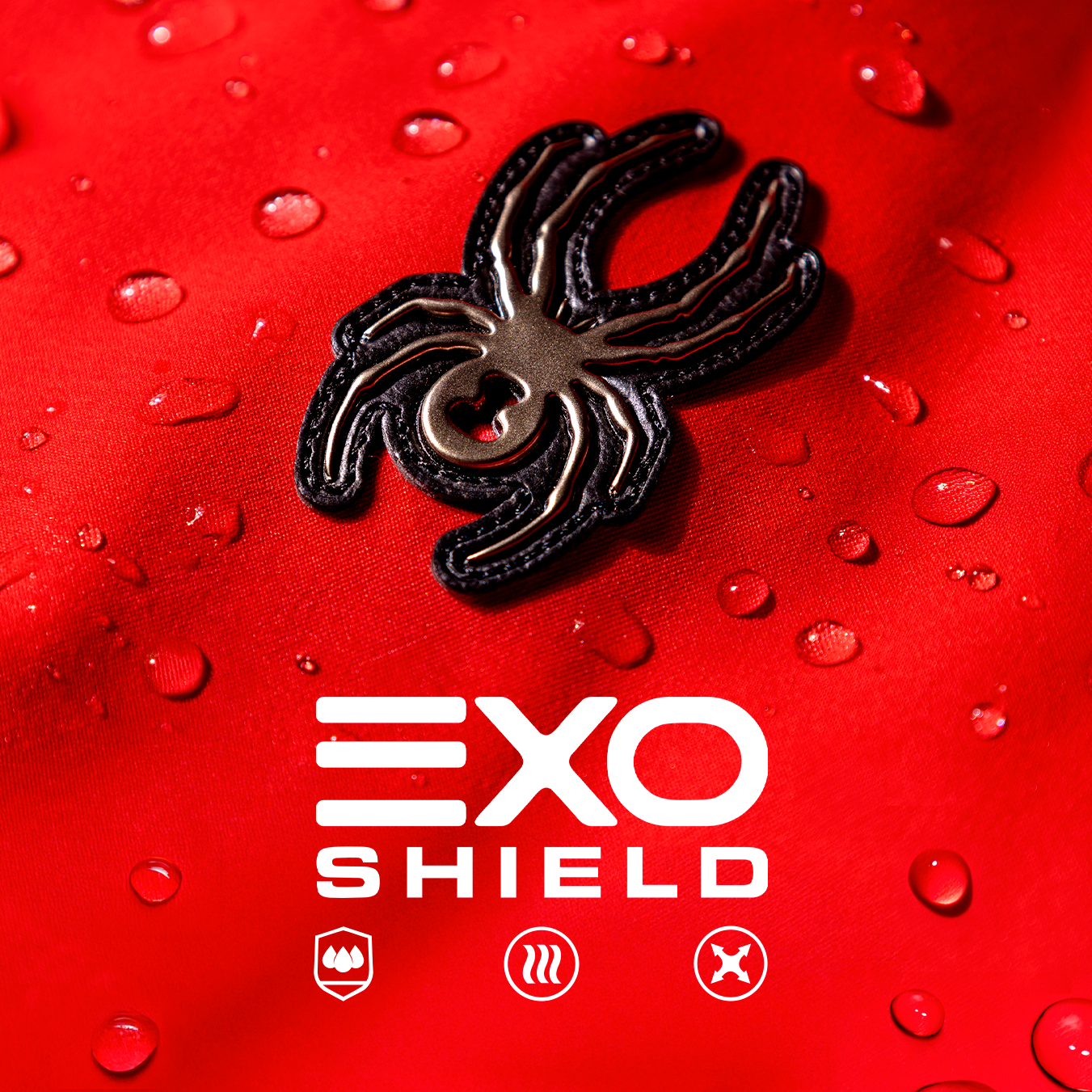 logo exo shield su tessuto rosso 