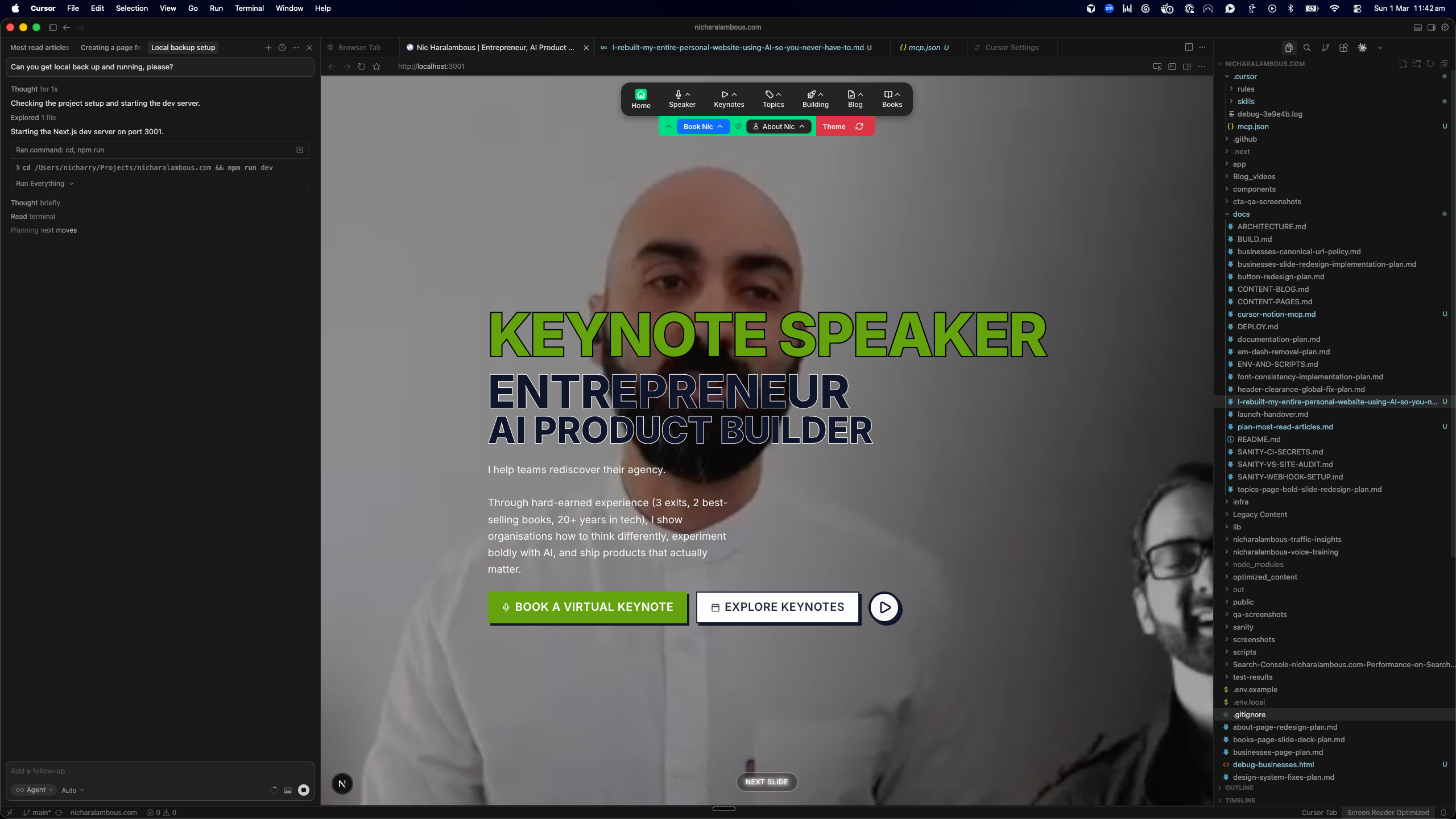 Cursor IDE setup for the build