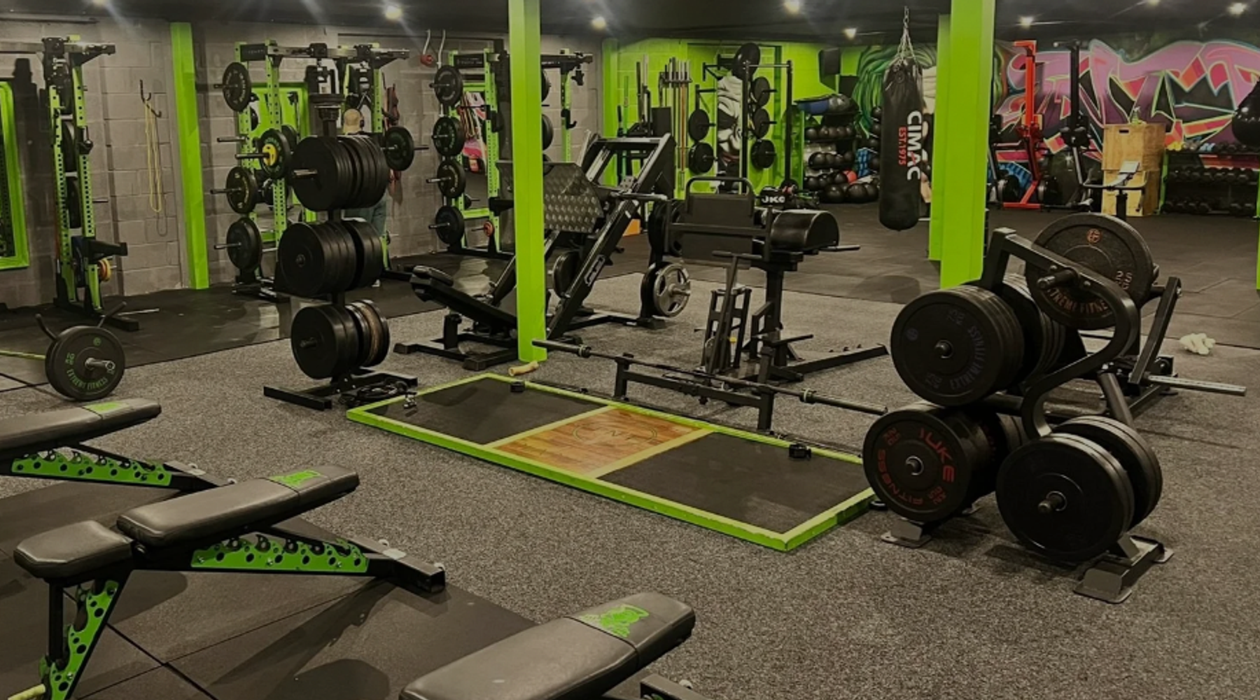 Interior of TNT Fitness, an independently owned gym on the A65 near Kirkby Lonsdale
