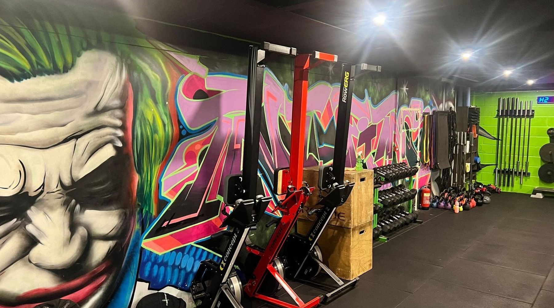 Rowers, plyo boxes, sandbags and kettlebells for Hyrox training near me at TNT Fitness, Cowan Bridge