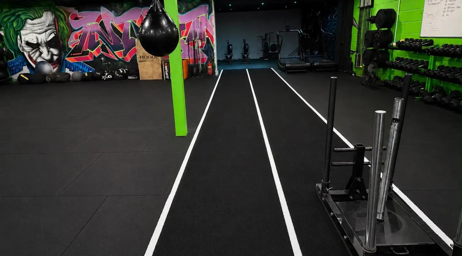 10m sled track at TNT Fitness Cowan Bridge, used in a Yorkshire Three Peaks training plan