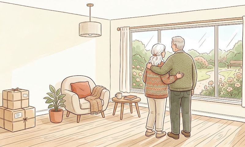 Older couple settling into a furnished retirement village unit in Melbourne after downsizing