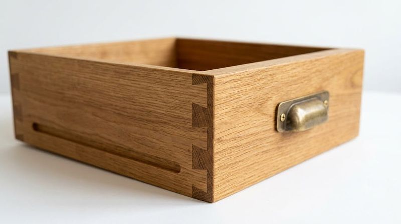 Close-up of solid timber drawer showing dovetail joinery at the corner — the gold standard of quality drawer construction in secondhand furniture