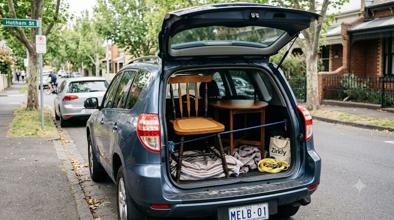 Secondhand dining chairs loaded into the back of an SUV in Melbourne — how to transport used furniture without a ute