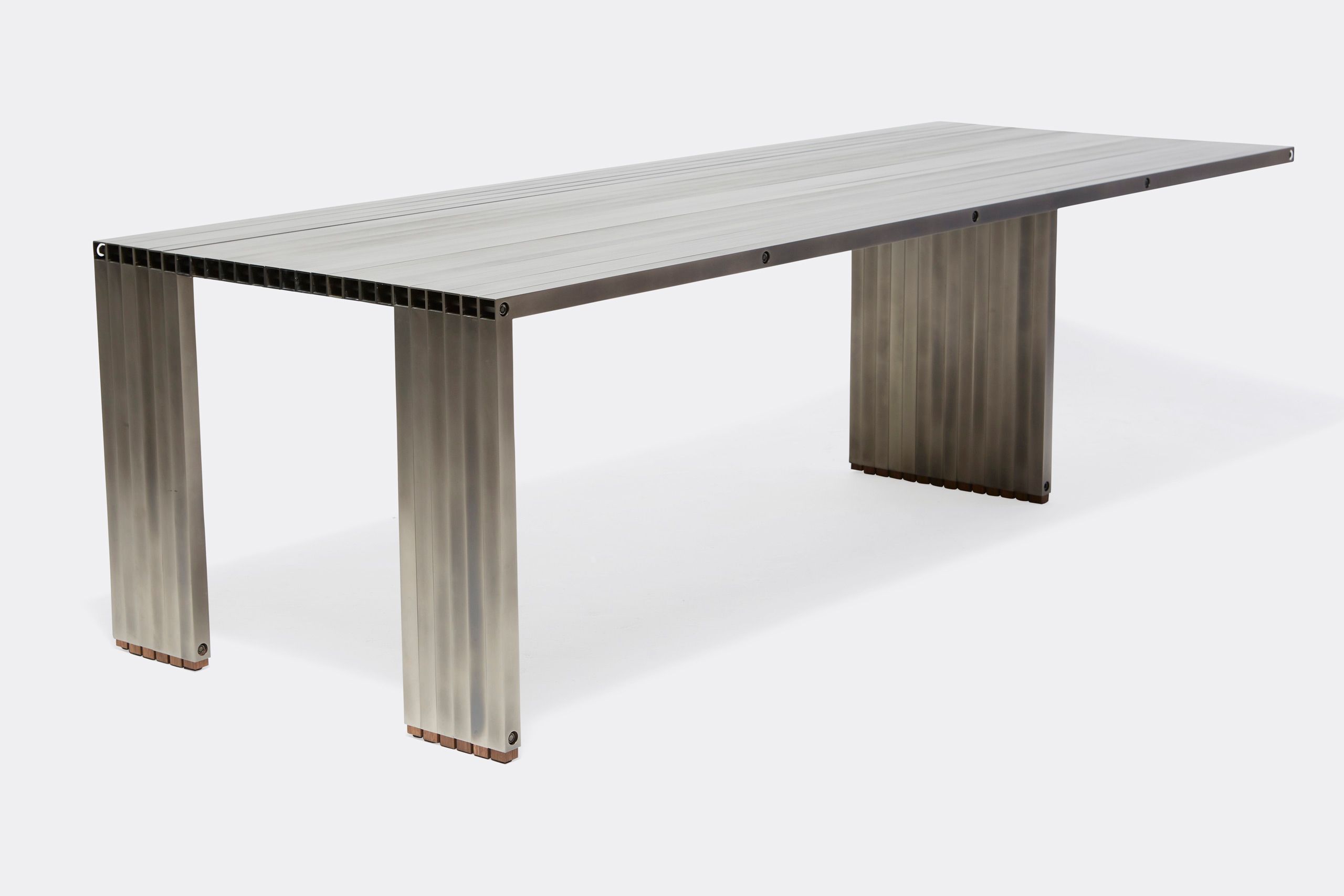 a metal table on a white background